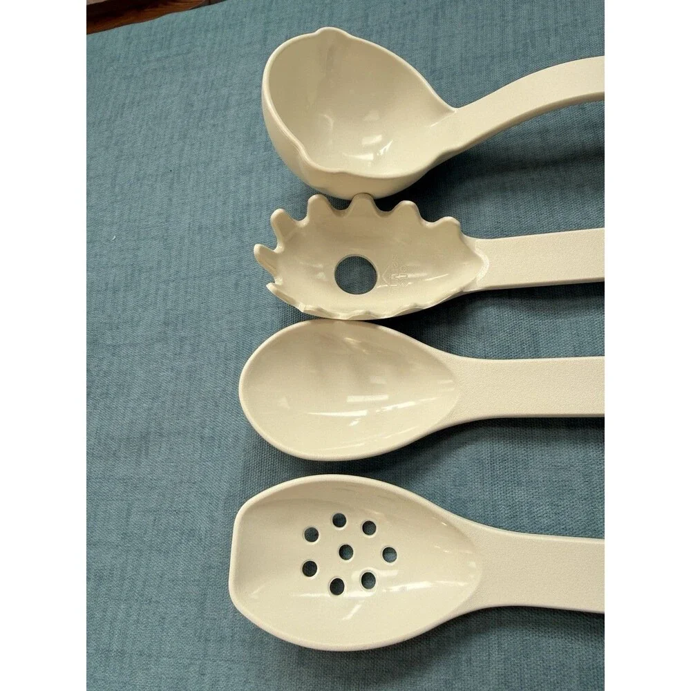 Rubbermaid White Slotted Solid Serving Spoon Pasta Ladle Set 1973 1974 1975 1976